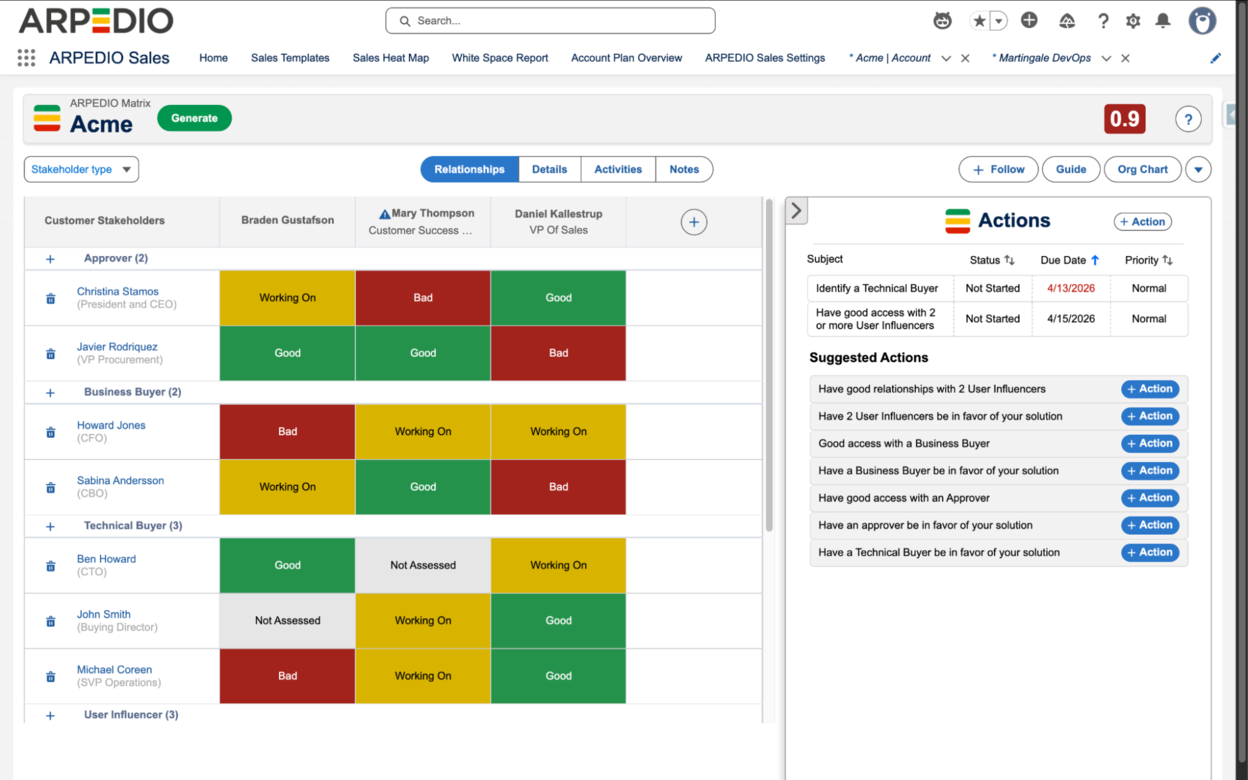 An action created inside an assessment appearing in the parent record's Action Manager