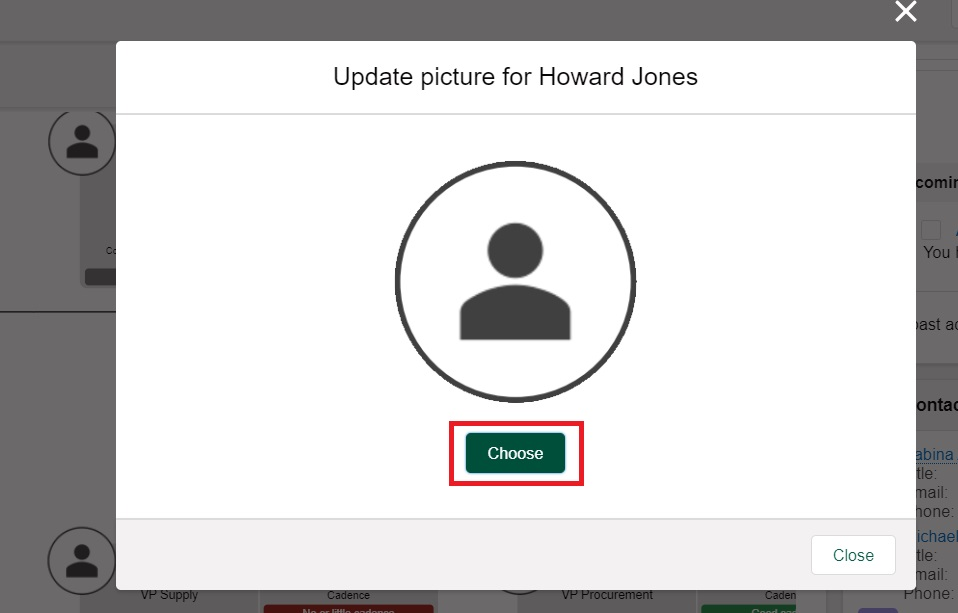 Adding a photo to a contact card on the Org Chart