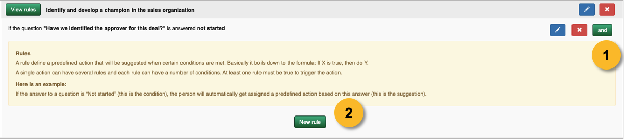 Configuring AND/OR rule logic for an action based on assessment question answers