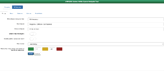 The Set Up tab of the Whitespace tool showing the status flag threshold fields